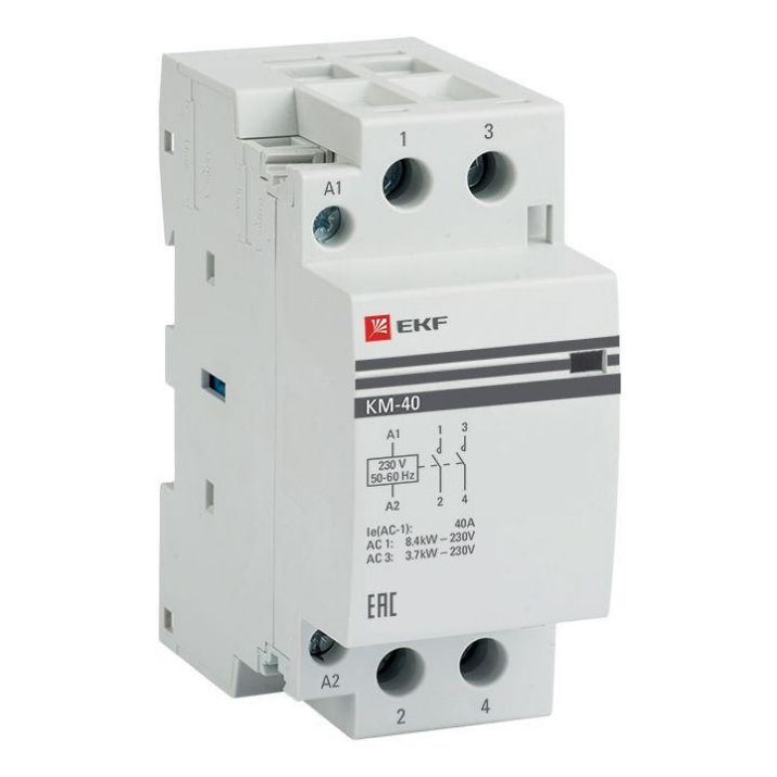 Изображение Контактор модульный КМ 40А 2NО (2 мод.) EKF km-2-40-20
