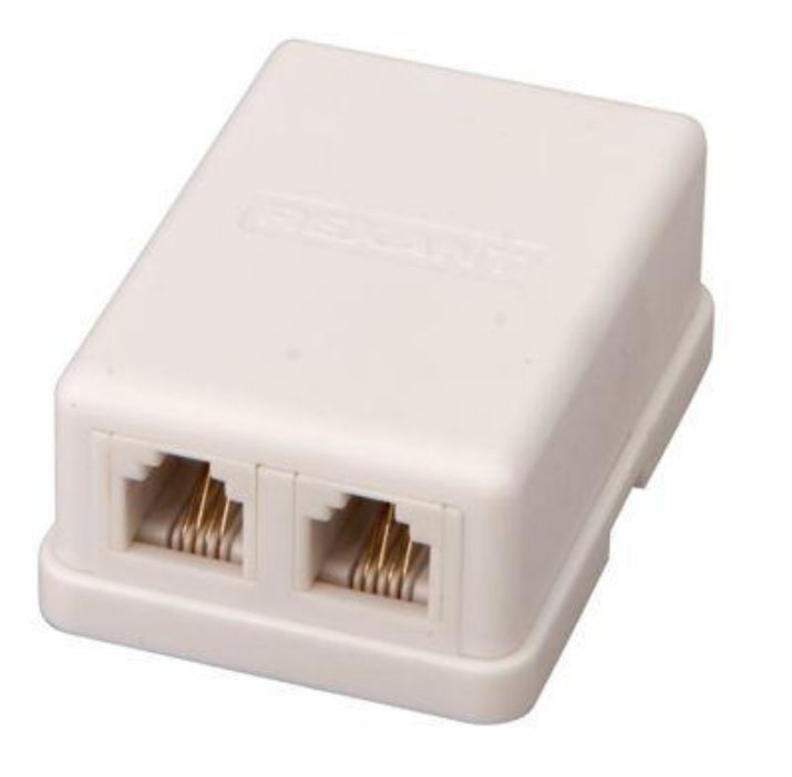 Изображение Розетка телефонная 2-м ОП RJ14 (6P4C) кат.3 бел. Rexant 03-0002