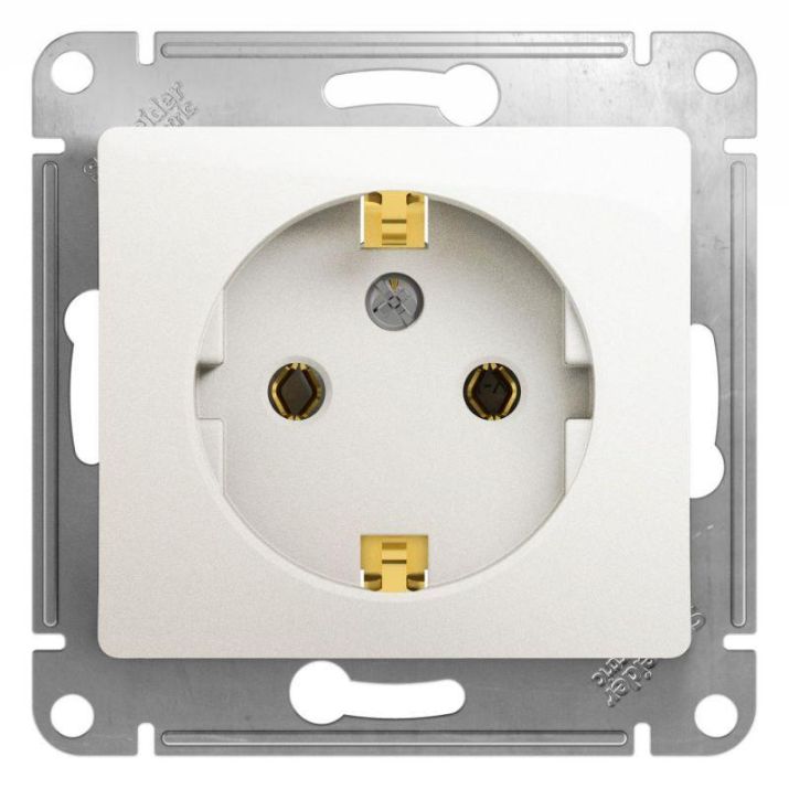 Изображение Розетка 1-м СП Glossa 16А IP20 с заземл. механизм перламутр. SE GSL000643