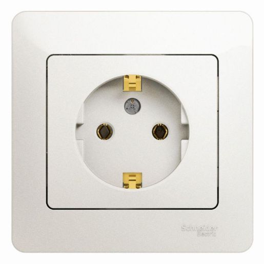 Изображение Розетка 1-м СП Glossa 16А IP20 с заземл. в сборе перламутр. SE GSL000642