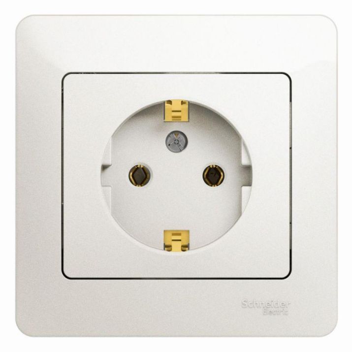 Изображение Розетка 1-м СП Glossa 16А IP20 с заземл. в сборе перламутр. SE GSL000642