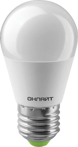 Изображение Лампа светодиодная 71 627 OLL-G45-8-230-4K-E27 8Вт шар 4000К нейтр. бел. E27 600лм 176-264В ОНЛАЙТ 71627