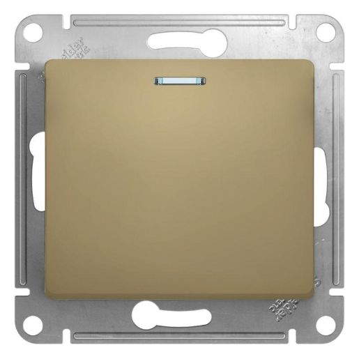 Изображение Выключатель 1-кл. СП Glossa 10А IP20 (сх. 1а) 10AX с подсветкой механизм титан SE GSL000413