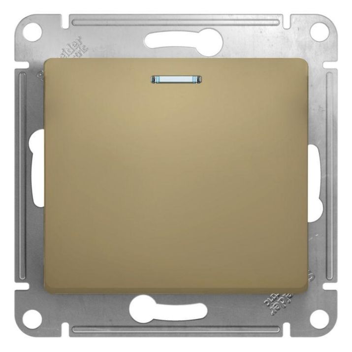 Изображение Выключатель 1-кл. СП Glossa 10А IP20 (сх. 1а) 10AX с подсветкой механизм титан SE GSL000413