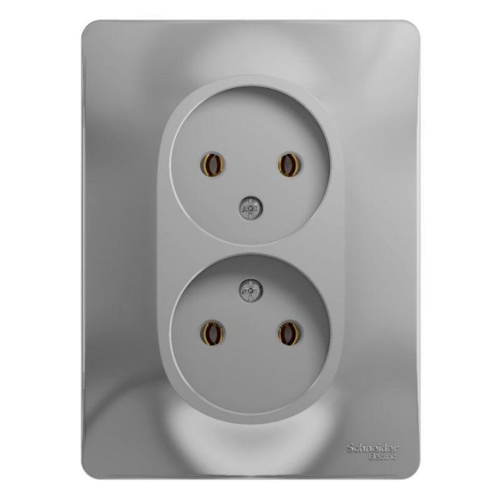 Изображение Розетка 2-м СП Glossa 16А IP20 без заземл. в сборе алюм. SE GSL000320