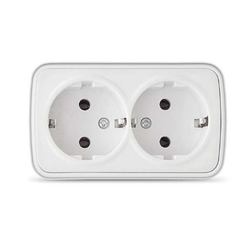 Изображение Розетка 2-м ОП Электра 16А IP20 с заземл. бел. Союз 0020