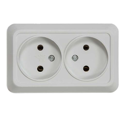 Изображение Розетка 2-м ОП Bolleto 7102 16А IP20 бел. ASD / IN HOME 4680005959822