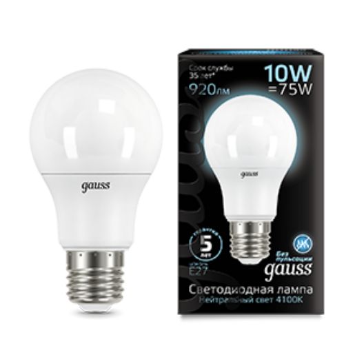 Изображение Лампа светодиодная Black 10Вт A60 4100К нейтр. бел. E27 920лм GAUSS 102502210