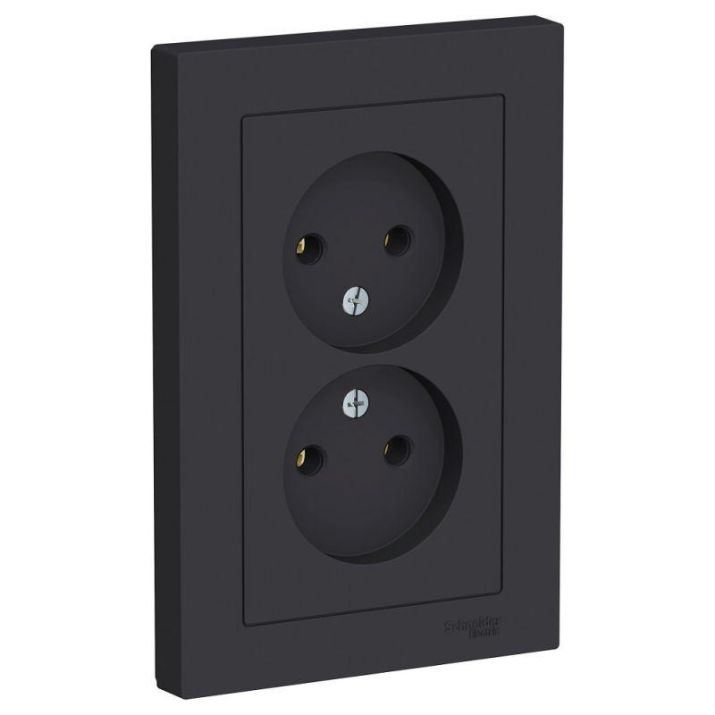 Изображение Розетка 2-м СП AtlasDesign 16А IP20 без заземл. в сборе карбон SE ATN001020