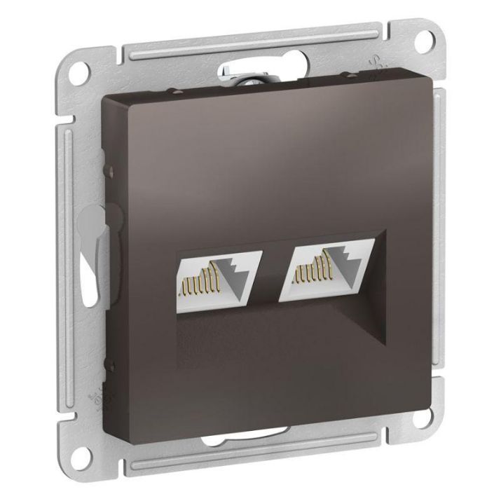 Изображение Розетка компьютерная 2-м AtlasDesign RJ45 кат.5E механизм мокко SE ATN000685
