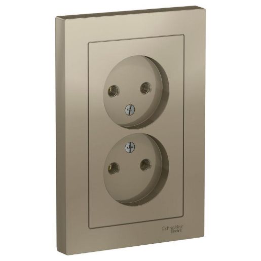 Изображение Розетка 2-м СП AtlasDesign 16А IP20 без заземл. в сборе шампань SE ATN000520