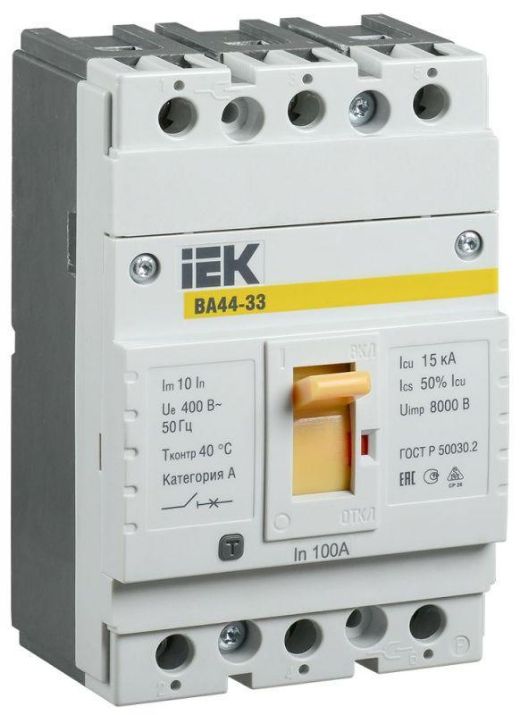Изображение Выключатель автоматический 3п 100А 15кА ВА44 33 IEK SVA4410-3-0100