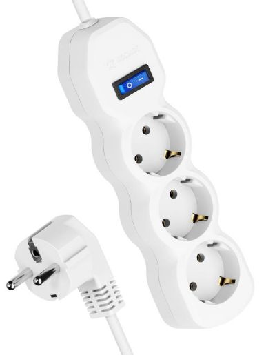 Изображение Удлинитель 3х3м с заземл. 10А IP20 ПВС 3х0.75 с выкл. КОСМОС YKsm3m-3g-Z-V(10A)P