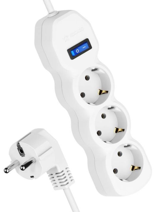 Изображение Удлинитель 3х3м с заземл. 10А IP20 ПВС 3х0.75 с выкл. КОСМОС YKsm3m-3g-Z-V(10A)P