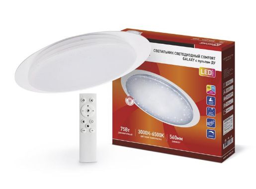 Изображение Светильник светодиодный COMFORT GALAXY 75Вт 230В 3000-6500К 6000лм 560х55мм с пультом ДУ IN HOME 4690612034812