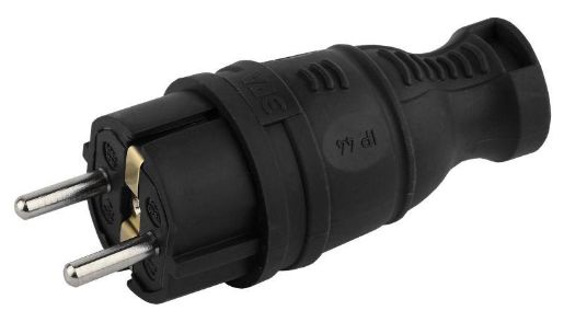 Изображение Вилка каучуковая с заземл. прям. 16А IP44 черн. Эра Б0044540