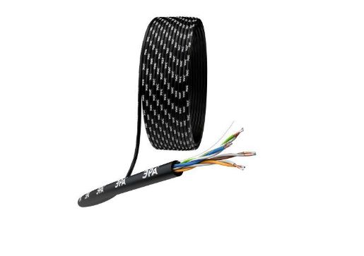 Изображение Кабель витая пара U/UTP кат.5E 4х2х24AWG solid CCA PE Outdoor Simple черн. (м) Эра Б0044436