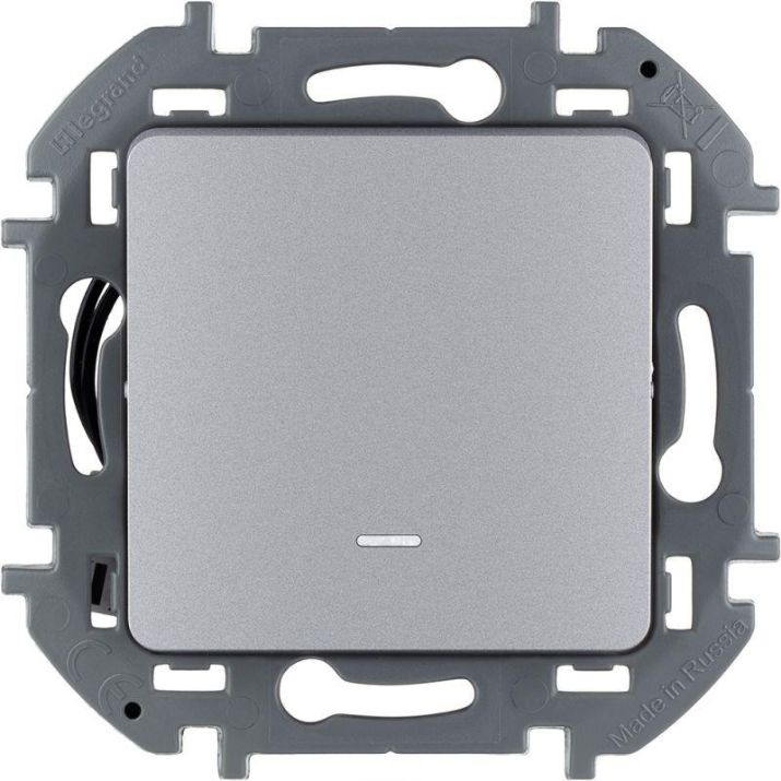 Изображение Механизм переключателя 1-кл. Inspiria 10А IP20 250В 10AX с подсветкой / индикацией алюм. Leg 673662