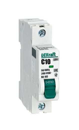 Изображение Выключатель автоматический модульный 1п C 10А 6кА ВА-103 DEKraft 12271DEK