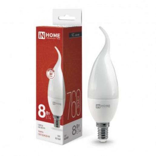 Изображение Лампа светодиодная LED-СВЕЧА НА ВЕТРУ-VC 8Вт свеча на ветру 4000К нейтр. бел. E14 760лм 230В IN HOME 4690612030432