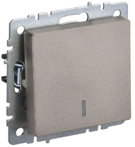 Изображение Выключатель 1-кл. СП BRITE ВС10-1-1-БрШ 10А с инд. шампань IEK BR-V10-1-10-K37