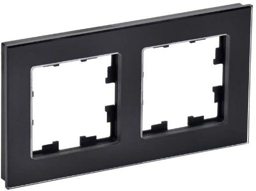 Изображение Рамка 2-м BRITE РУ-2-2-БрЧ стекло черн. IEK BR-M22-G-K02