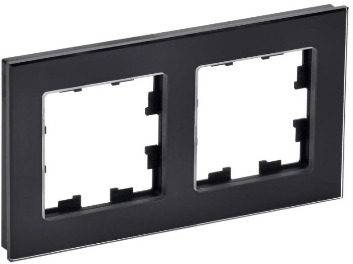 Изображение Рамка 2-м BRITE РУ-2-2-БрЧ стекло черн. IEK BR-M22-G-K02