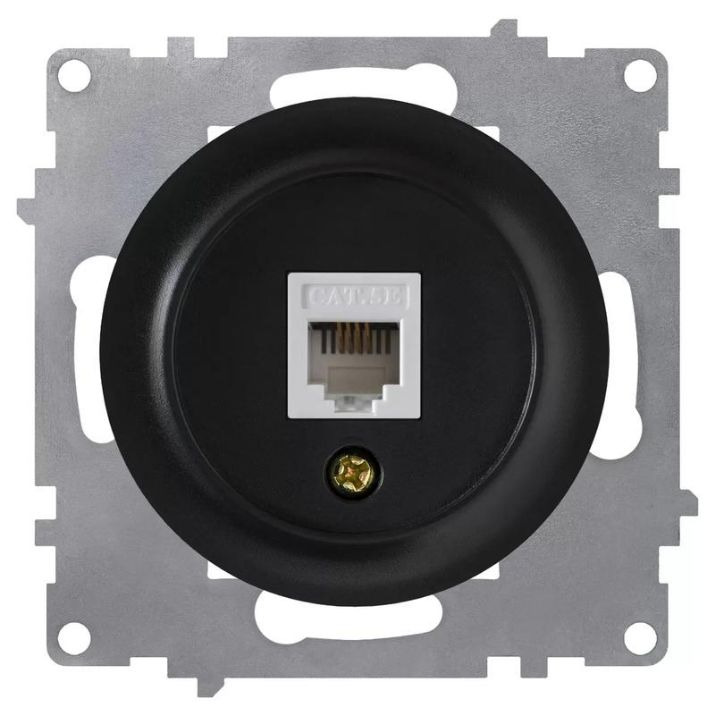 Изображение Розетка компьютерная 1-м СП Florence RJ45 кат.5E механизм черн. 1E20701303 OneKeyElectro 2172816