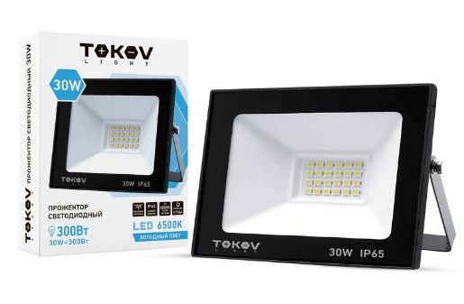 Изображение Прожектор светодиодный 30Вт 1700лм 6500К IP65 черн. (TKL) TOKOV ELECTRIC TKL-FL/LED-30-6.5K-IP65