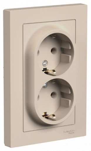 Изображение Розетка 2-м. AtlasDesign 16А с заземл. в сборе песочн. SE ATN001224