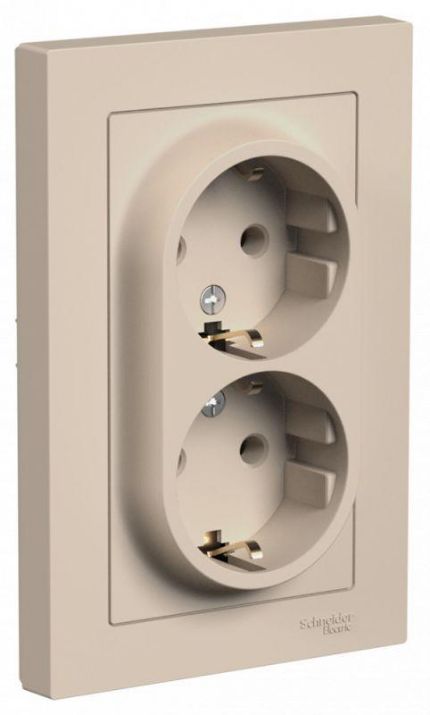 Изображение Розетка 2-м. AtlasDesign 16А с заземл. в сборе песочн. SE ATN001224
