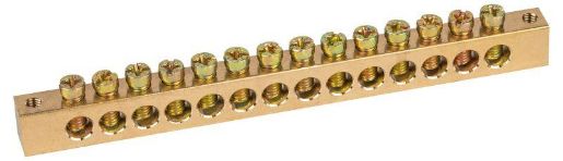 Изображение Шина NO-122-24 PEN "земля-ноль" 8х12мм 14/2 крепеж по краям латунь ЭРА Б0047239