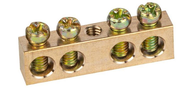 Изображение Шина NO-122-12 PEN "земля-ноль" 6х9мм 4/1 с креплениями по центру латунь ЭРА Б0047226