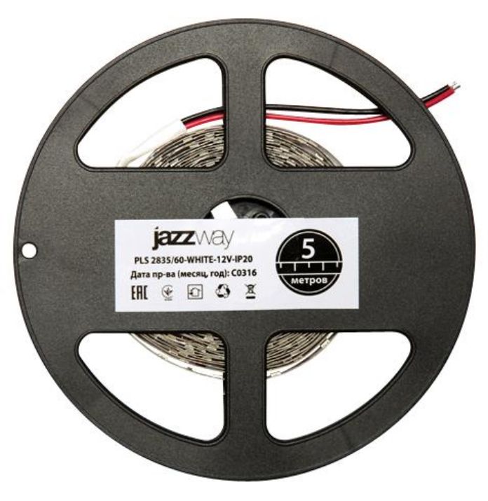 Изображение Лента светодиодная PLS 2835/120-12V 12Вт/м 6500К холод. бел. IP20 (уп.5м) JazzWay 2859051