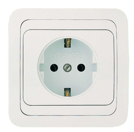 Изображение Розетка 1-м СП Mimoza 16А IP20 с заземл. пластик. основ. бел./бел. Makel 12028