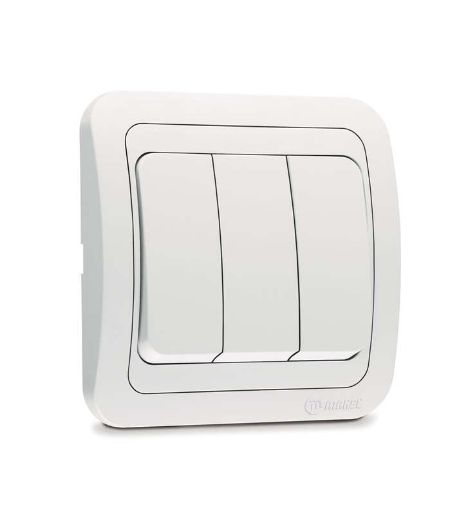 Изображение Выключатель 3-кл. 3п СП Mimoza 10А IP20 бел./бел. Makel 12091