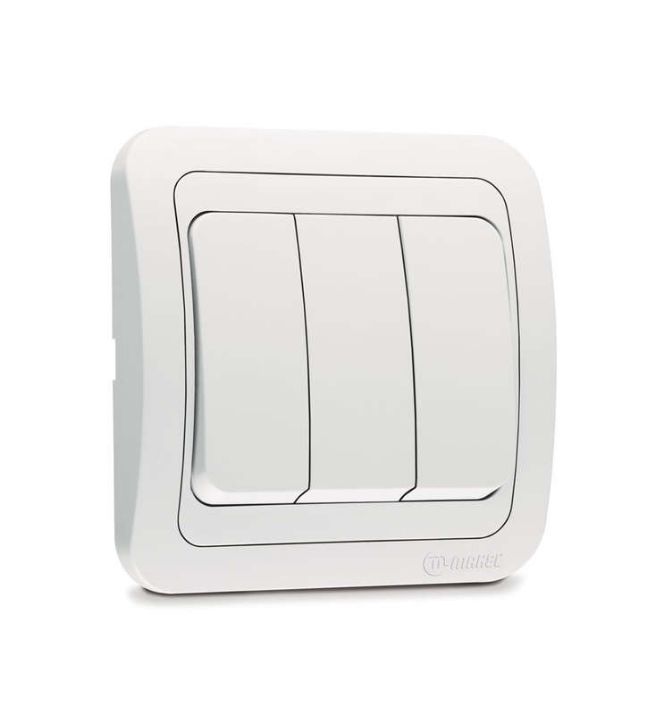 Изображение Выключатель 3-кл. 3п СП Mimoza 10А IP20 бел./бел. Makel 12091