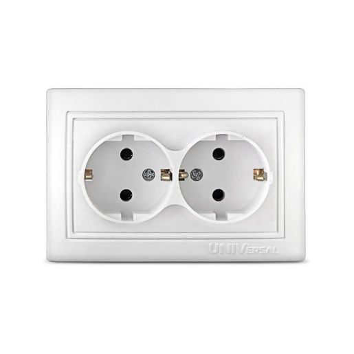 Изображение Розетка 2-м СП Севиль 16А IP20 с заземл. бел. UNIVersal С0128