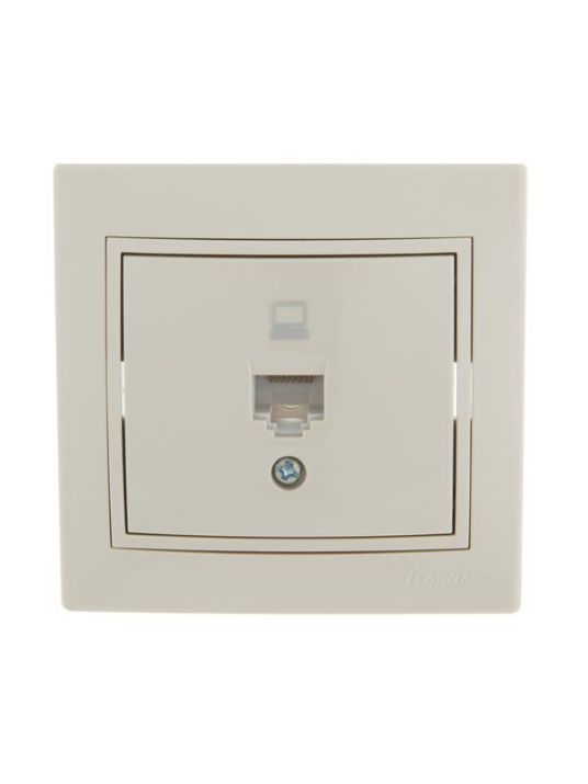 Изображение Розетка компьютерная 1-м СП Mira RJ45 крем./крем.. LEZARD 701-0303-139