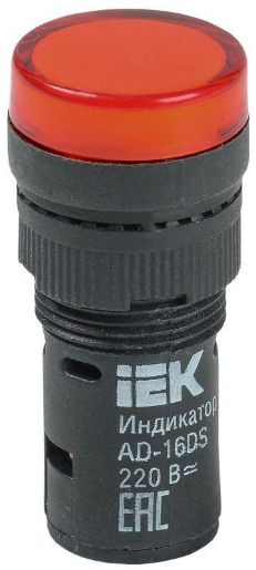Изображение Лампа светосигнальная AD16DS d16мм 230В AC красн. IEK BLS10-ADDS-230-K04-16