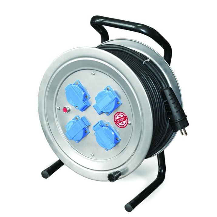 Изображение Удлинитель на метал. катушке 4х30м с заземл. 16А IP44 4кВт КГ с защ. крышкой Союз 481S-4003.