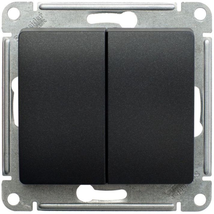 Изображение Переключатель проходной 2-кл. СП Glossa 10А IP20 (сх. 6) 10AX механизм антрацит SE GSL000765