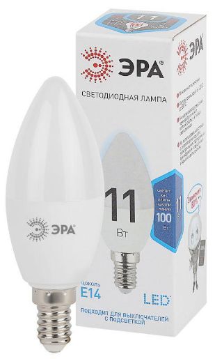 Изображение Лампа светодиодная B35-11w-840-E14 свеча 880лм ЭРА Б0032982
