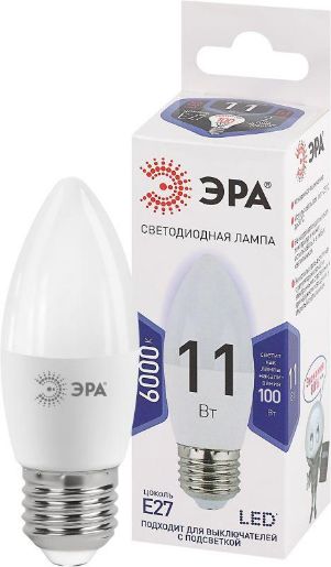 Изображение Лампа светодиодная B35-11w-860-E27 свеча 880лм ЭРА Б0032985
