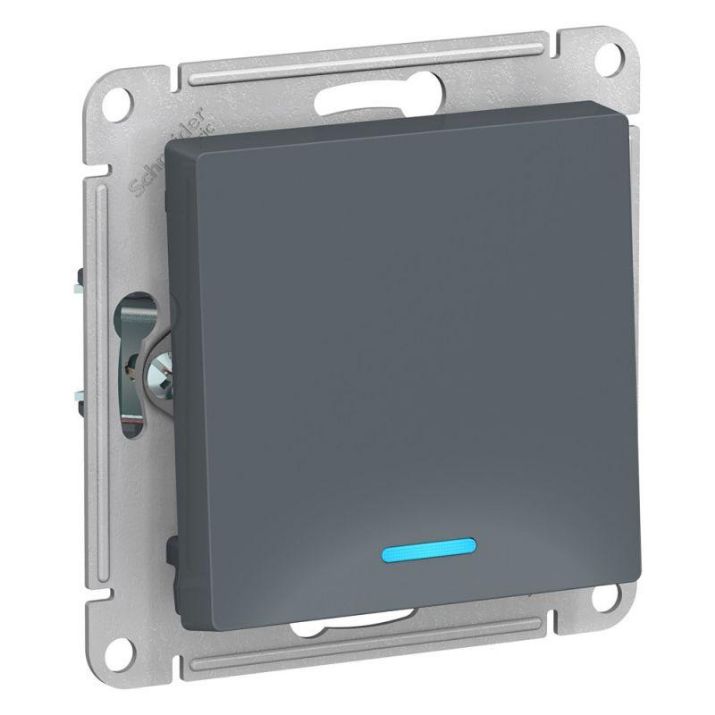 Изображение Выключатель 1-кл. СП AtlasDesign 10А IP20 (сх. 1а) 10AX с подсветкой механизм грифель SE ATN000713