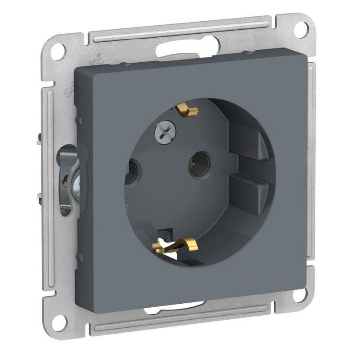 Изображение Розетка 1-м СП AtlasDesign 16А IP20 с заземл. механизм грифель SE ATN000743