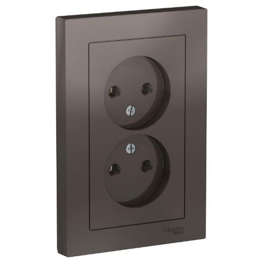 Изображение Розетка 2-м СП AtlasDesign 16А IP20 без заземл. в сборе мокко SE ATN000620