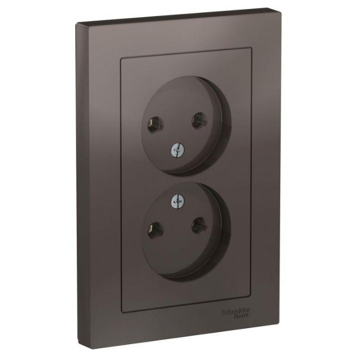 Изображение Розетка 2-м СП AtlasDesign 16А IP20 без заземл. в сборе мокко SE ATN000620