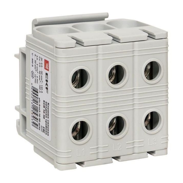 Изображение Клемма силовая вводная тройная КСВ 16-50кв.мм сер. PROxima EKF plc-kvs3-16-50-grey