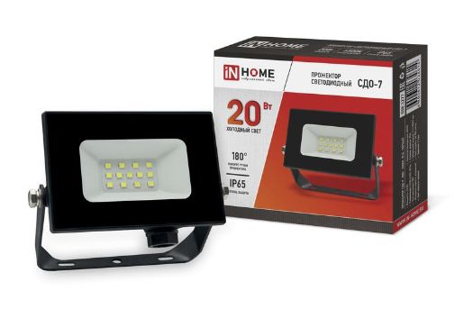 Изображение Прожектор светодиодный СДО-7 20Вт 6500К IP65 1800лм 230В черн. IN HOME 4690612034614